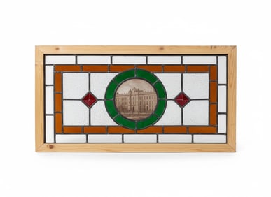 Cottage Stained Glass Window. Kingston Hotel, London (England) 1880. 16"H x 29"W x 1.25"D