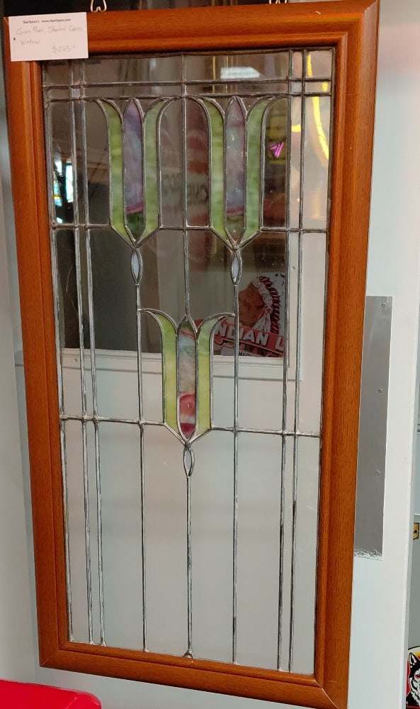 Custom Tulip Stained Glass Window: Custom Tulip Stained Glass Window. 35"H x 18"W x 1"D.