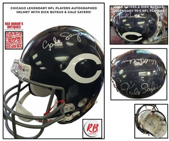 Chicago NFL Autographed Riddell Helmet Signed by Gale Severs & Dick Butkis.
