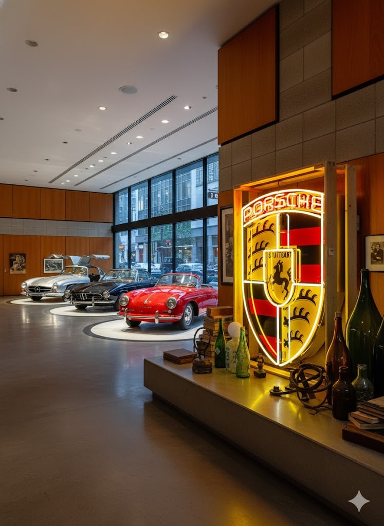 Massive Porsche Shield Dealership Sign-Exclusively on Display & On Sale By Red Baron Antiques.: Massive Porsche Shield Dealership Sign-Exclusively on Display & On Sale By Red Baron Antiques. 52" H x 36"W x 11"D