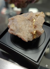 Gold Nugget on Quartz Sitting Attached to 2" Display.