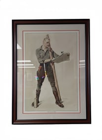 Signed 6/10 Limited Ed. Norman Rockwell Print in Custom Frame. "The Engineer".