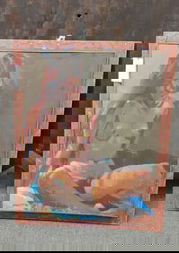 Handpainted Artist Signed Frame and Nude: Wright '84-Bottom Left on Painting.