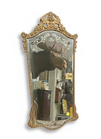 Antique Glass & Wood Mirror.