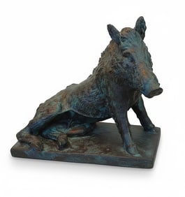 Wild Boar Sculpture. Blue & Black in Color-Composite from Hogg Estate.