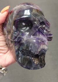 Small Carved Amethyst Crystal Skull Head. Approx. 3"