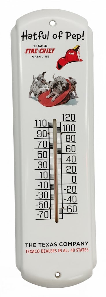 18" Vintage Style Collectible Texaco Fire Chief Thermometer.: 18" Vintage Style Collectible Texaco Fire Chief Thermometer. 18"H x 5"W x .5"D
