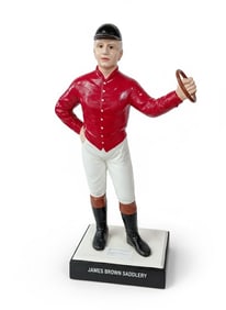 Antique/Vintage James Brown Saddlery Jockey with Horse Hitching Post.