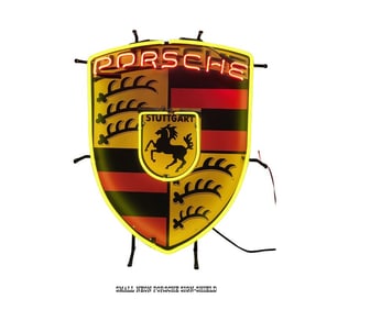 Porsche Shield Sign 27" Neon