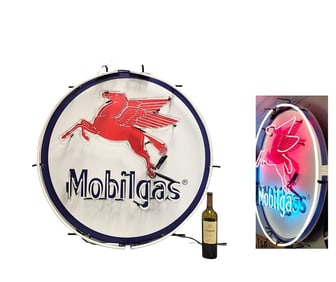 Mobil One Large Neon with Neon Gas Tubing