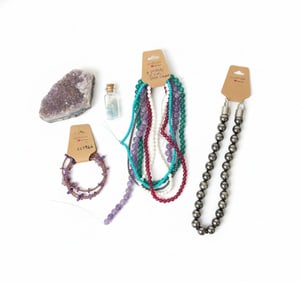 Natural Designer Jewelry Lot with 2 (Amethyst and Hematite) Jewelry Pcs. 6 Natural Precious Strands+