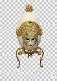 Art Deco Ostrich Music Box on Brass Feet with Gold - Jeweled Accents/Rhinestones-Jeweled and Mask.