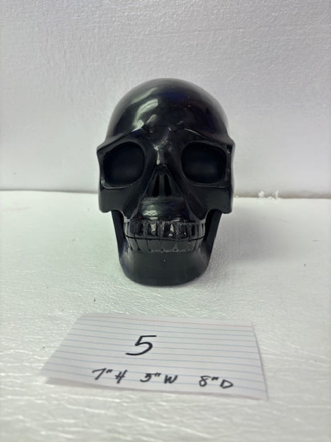 Solid Black Obsidian Skull - 2