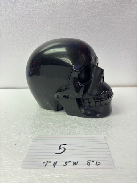 Solid Black Obsidian Skull - 3