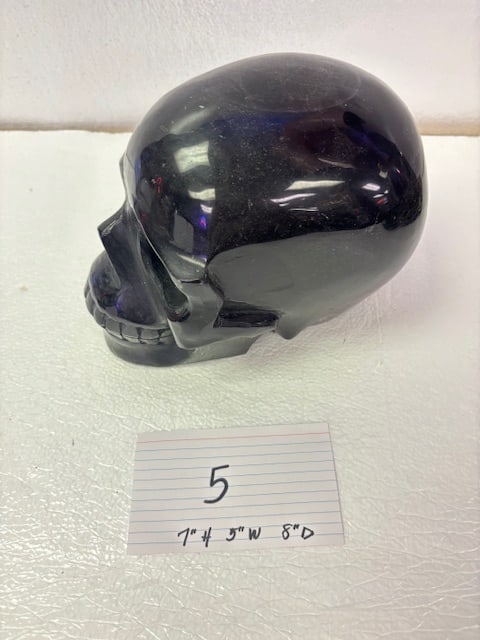 Solid Black Obsidian Skull - 6