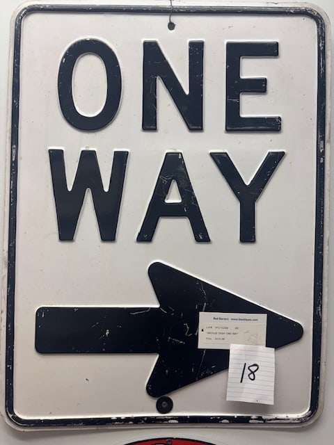 Vintage “One Way” Arrow Traffic Sign (1 of 3)