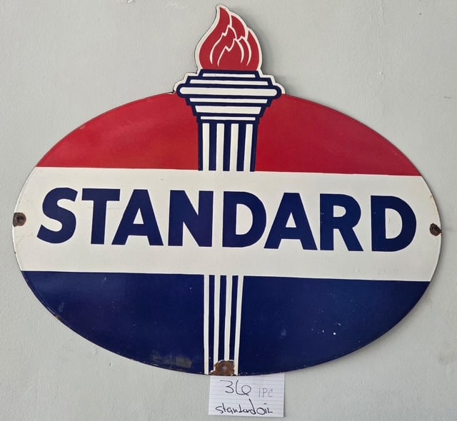 Vintage Standard Oil Torch Logo Oval Advertising Sign (1 of 1)