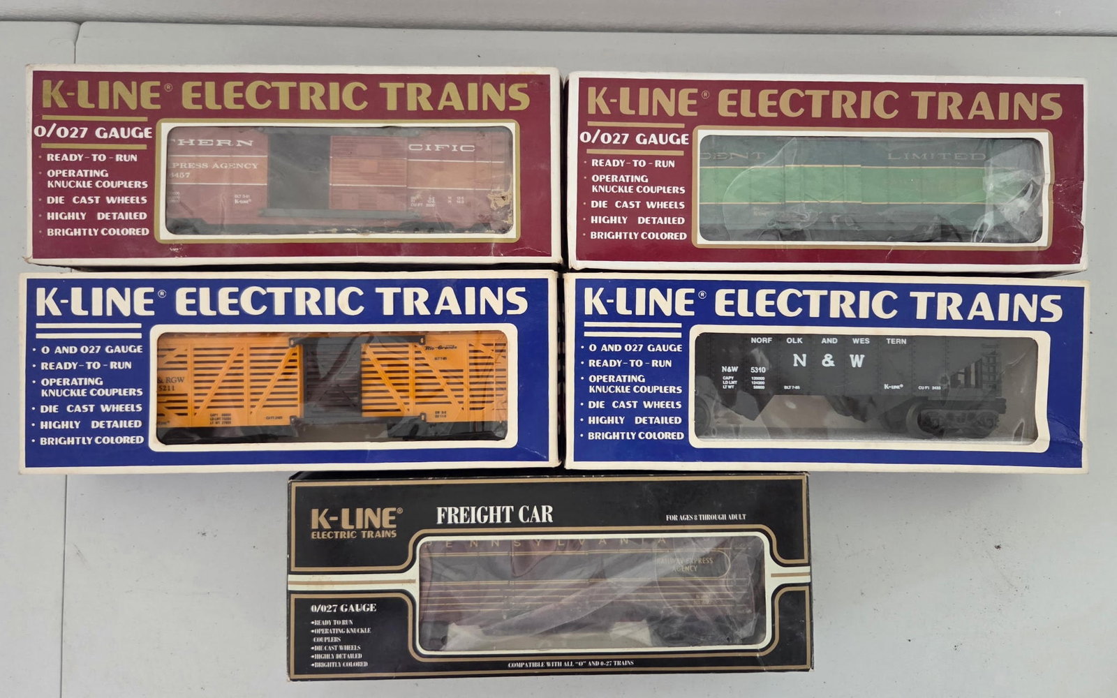 Set of 5 K-Line Trains in original sealed boxes (1 of 2)