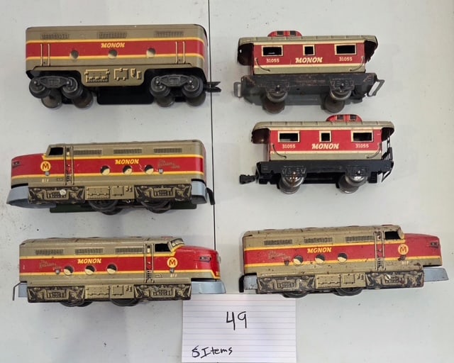5 Piece Lot: Marx New Haven / Monon “Hoosier Line” O-Gauge Diesels & Caboose (5 Items) (1 of 2)