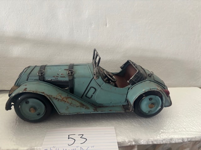 Painted Tin Light Blue OpenTop Vintage Toy Car (1 of 1)