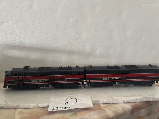 Vintage Marx Rock Island Black & Red O-Gauge Diesel Locomotive #99 and Passenger Car (1 of 3)
