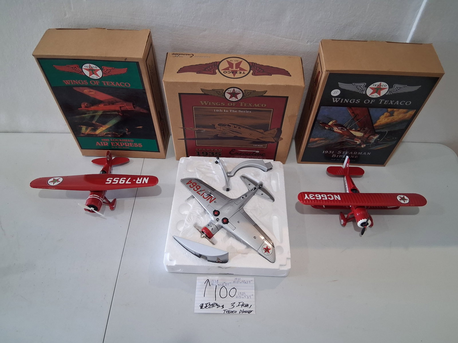 Set of Three Diecast Texaco Biplanes in original bozes. (1 of 1)