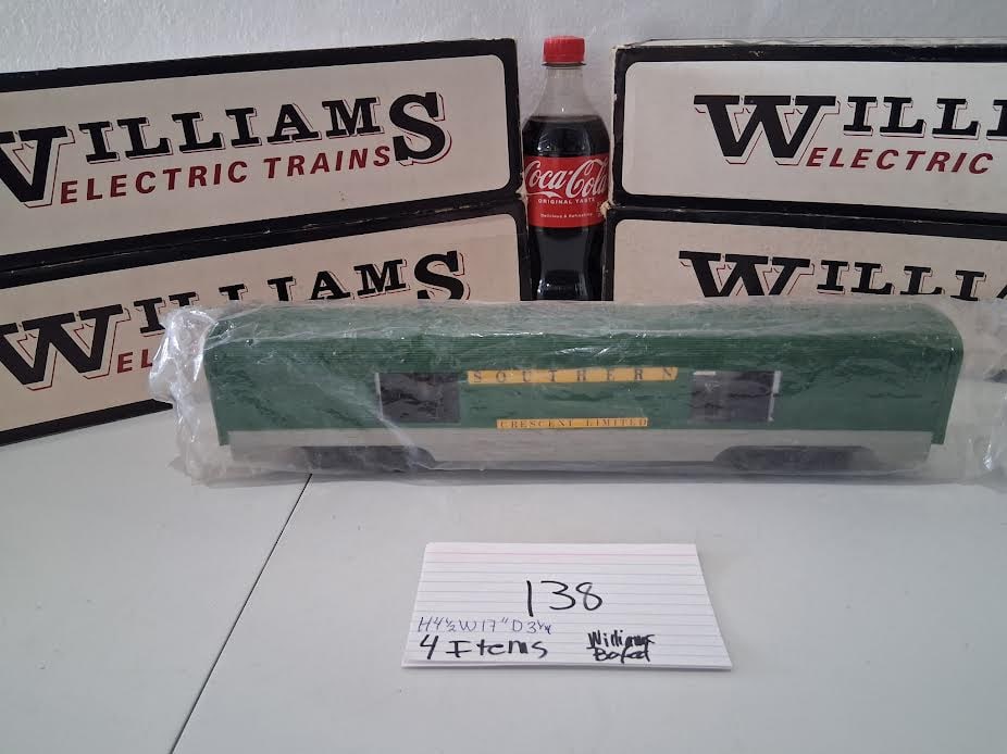 Williams O Gauge Southern Railway Passenger Car Set, Pullman, Observation & Baggage, 4 Boxed Cars (1 of 4)