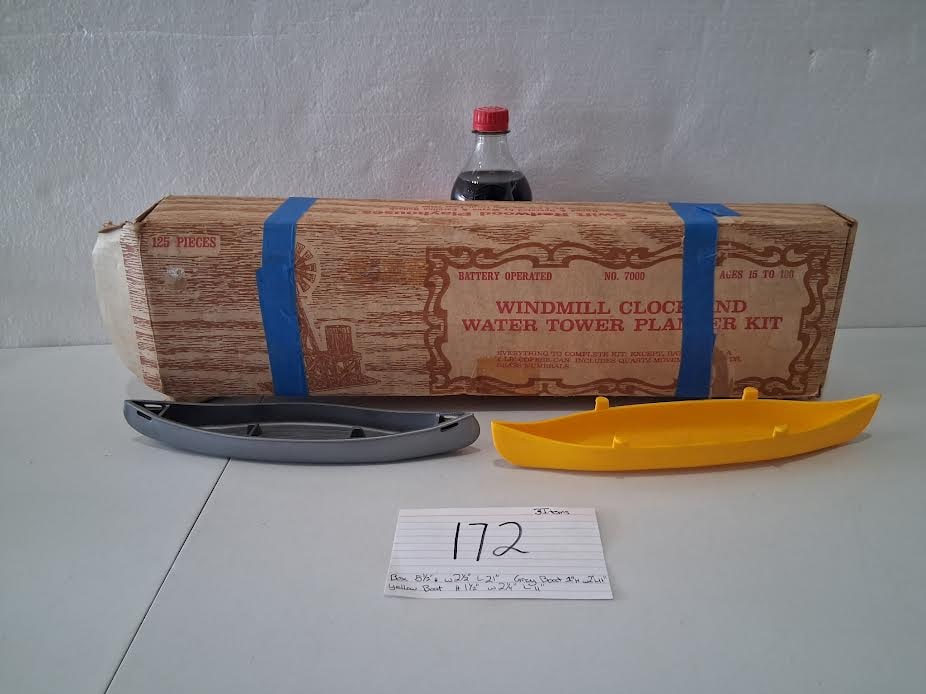 Vintage Model Kit Windmill Clock and Water Tower + 2 plastic Canoes (1 of 3)