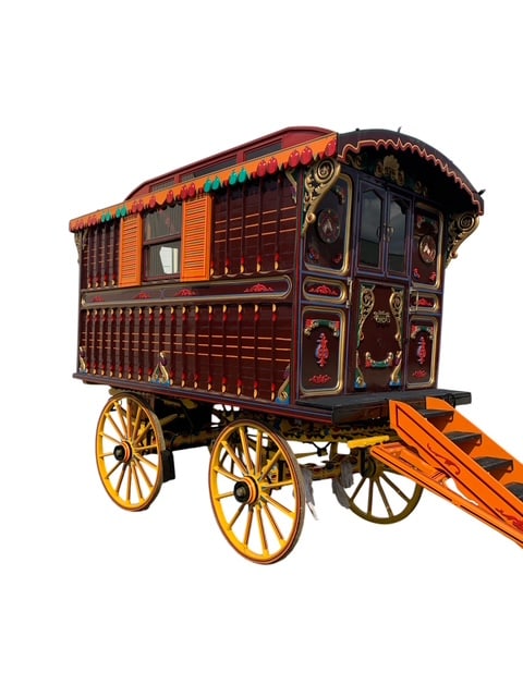 Extensively restored, ornate Romani vardo 'Gypsy Wagon' (1 of 11)