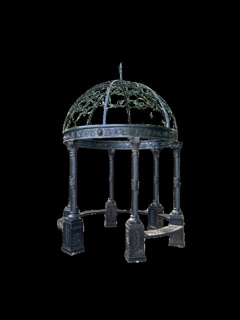 Large Cast Iron Gazebo with open scroll dome (1 of 6)