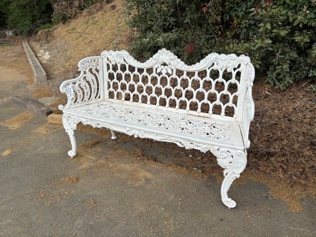 Cast Iron Garden Bench (White) (1 of 2)