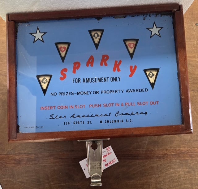 Vintage “Sparky” coin-operated tabletop amusement game by Trade Stimulator by Star (1 of 2)