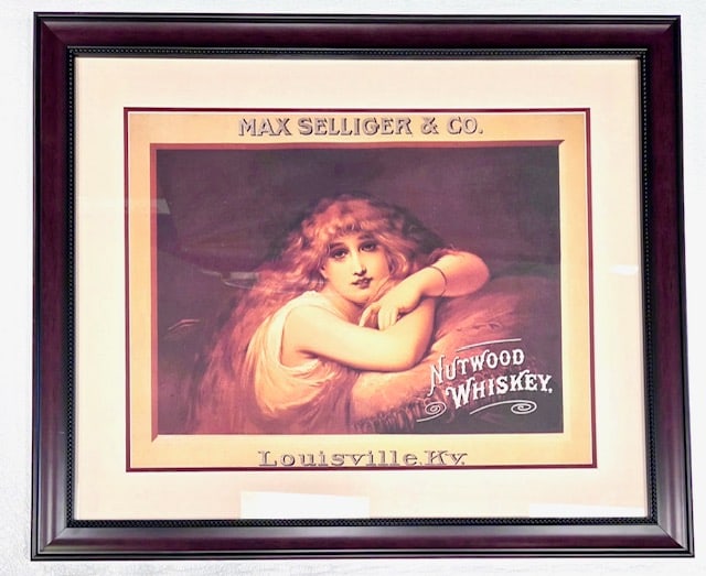 Framed Nutwood Whiskey Lithograph Advertisement (1 of 3)