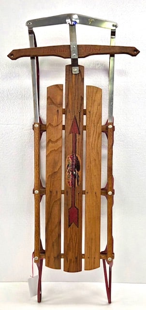 Vintage Flexible Flyer Wooden Sled with Arrow & Eagle Decal (1 of 3)