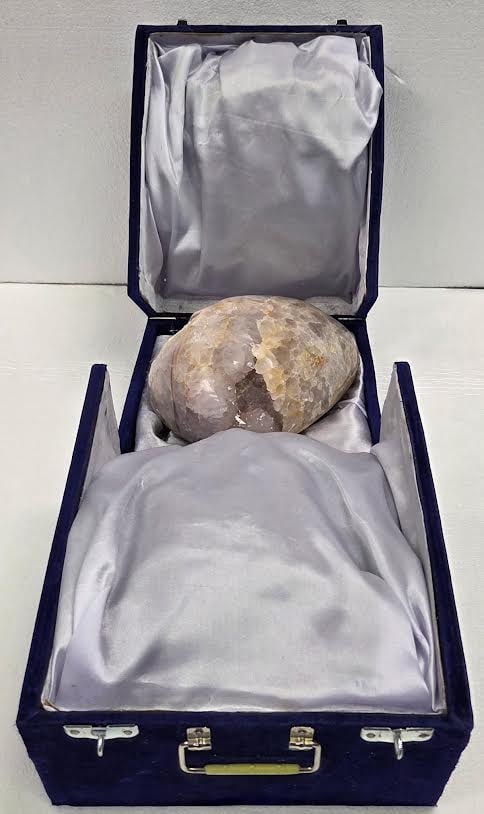 Large Natural Amethyst Geode in Blue Velvet Display Case (1 of 3)