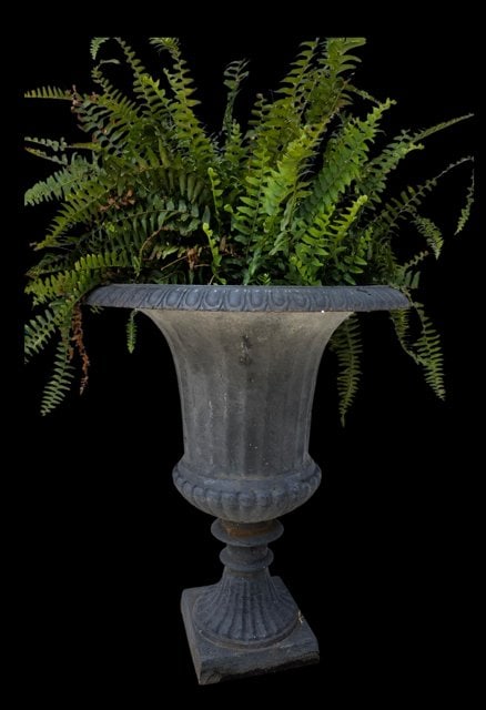 Pair of traditional fluted garden urns natural patina (1 of 2)