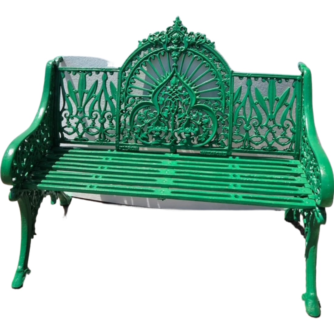 Green Cast Iron Garden Bench (1 of 4)