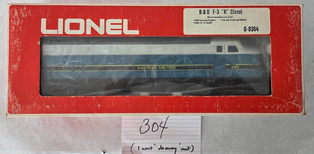 Lionel B & O F-3 "A" Diesel, Diecast Heavyweight, #6-8363 in Original Box: Lionel Baltimore & Ohio F-3 "A" Diesel, Diecast Heavyweight, #6-8363 in Original Box