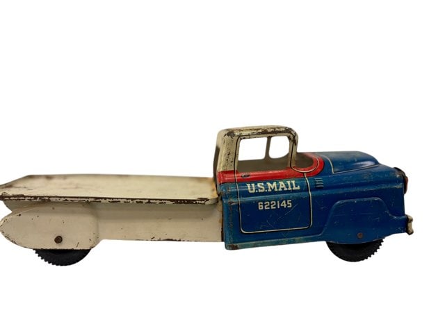 Vintage Louis Marx & Co. Litographed Pressed Steel U.S. Mail Flatbed Truck (1 of 6)