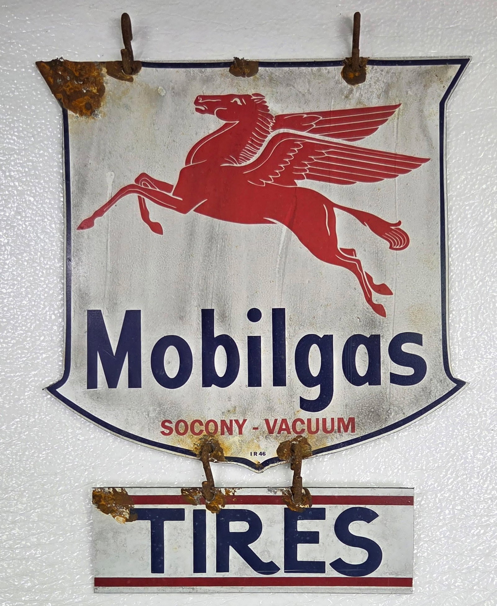 Vintage metal Mobiloil sign with Pegasus (1 of 1)