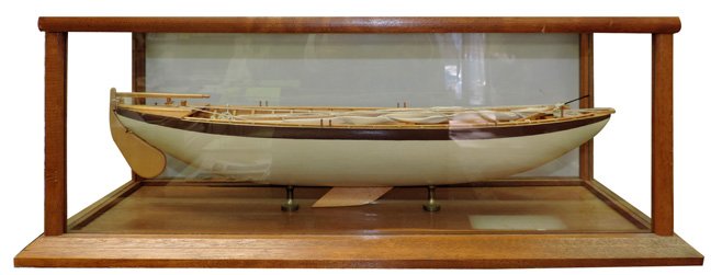 Handmade schooner in a display box: Handmade wooden schooner with lots of details in a custom display box. 8.75"H x 23.5"L x 7.5"D