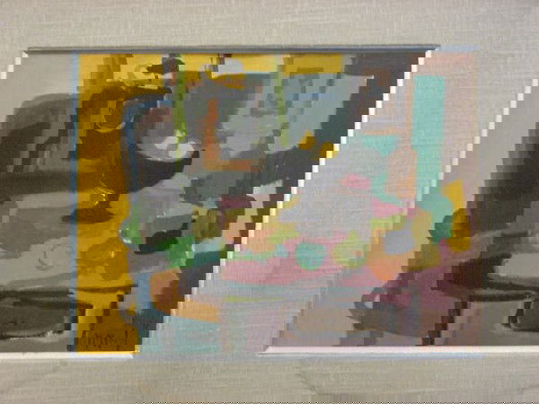 Marcel Mouly "Still Life" Gouache: Original hand signed gouache on paper titled "Compotier Noir"; image size 11" x 14", 1975, unframed