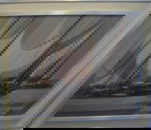 Marcel Mouly "Ships at Port" oil painting: Original hand signed oil painting on canvas titled "Ships at Port"; image size 21" x 25", circa 1968, Framed