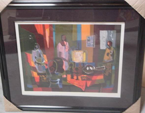 Marcel Mouly "Interior with 3 Woman": Original hand signed and numbered lithograph on paper from the Artist Proof edition, framed