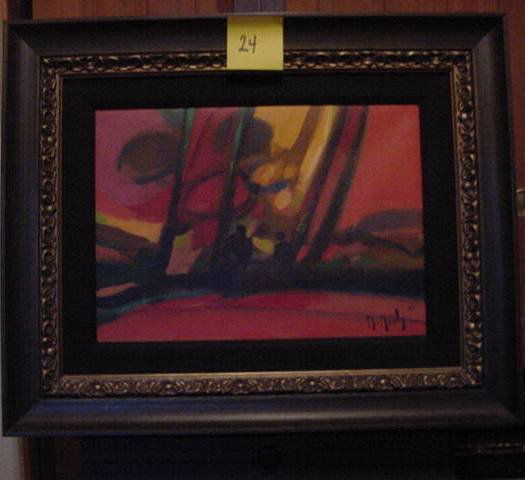 Marcel Mouly "Le Soir": Original hand signed acrylic painting on canvas; Image size 13" x 18", FRAMED