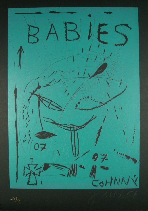 Jonathan MEESE (*1971) bk: Jonathan MEESE (*1971), from the 'Süße Babies' series, colour linocut on cardboard, 2007, no. 27/50, signed. The piece is signed lower right, dated, and numbered on the left by the artist. Sheet dim