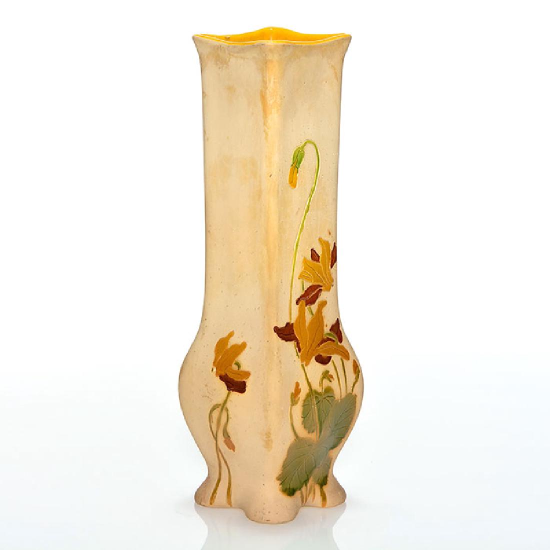 Roseville Fujiyama footed vase, 11 1/4 inches, inkstamp (1 of 2)