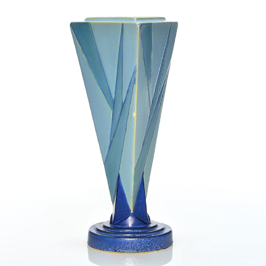Roseville Futura Big Blue Triangle vase, shape 388-9, 9 (1 of 1)