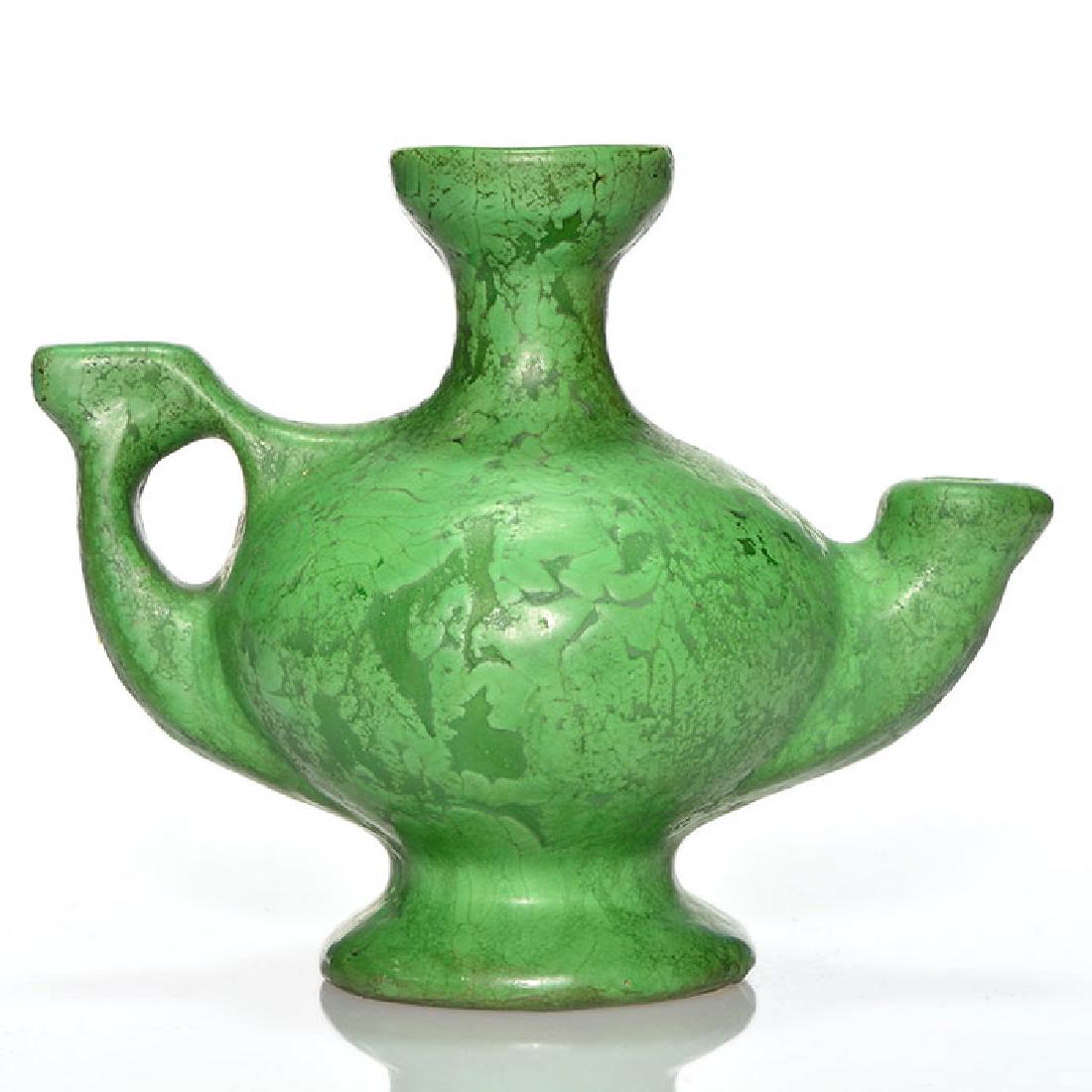 Roseville Green Matt oil lamp, Egypto glaze, 5 inches (1 of 1)