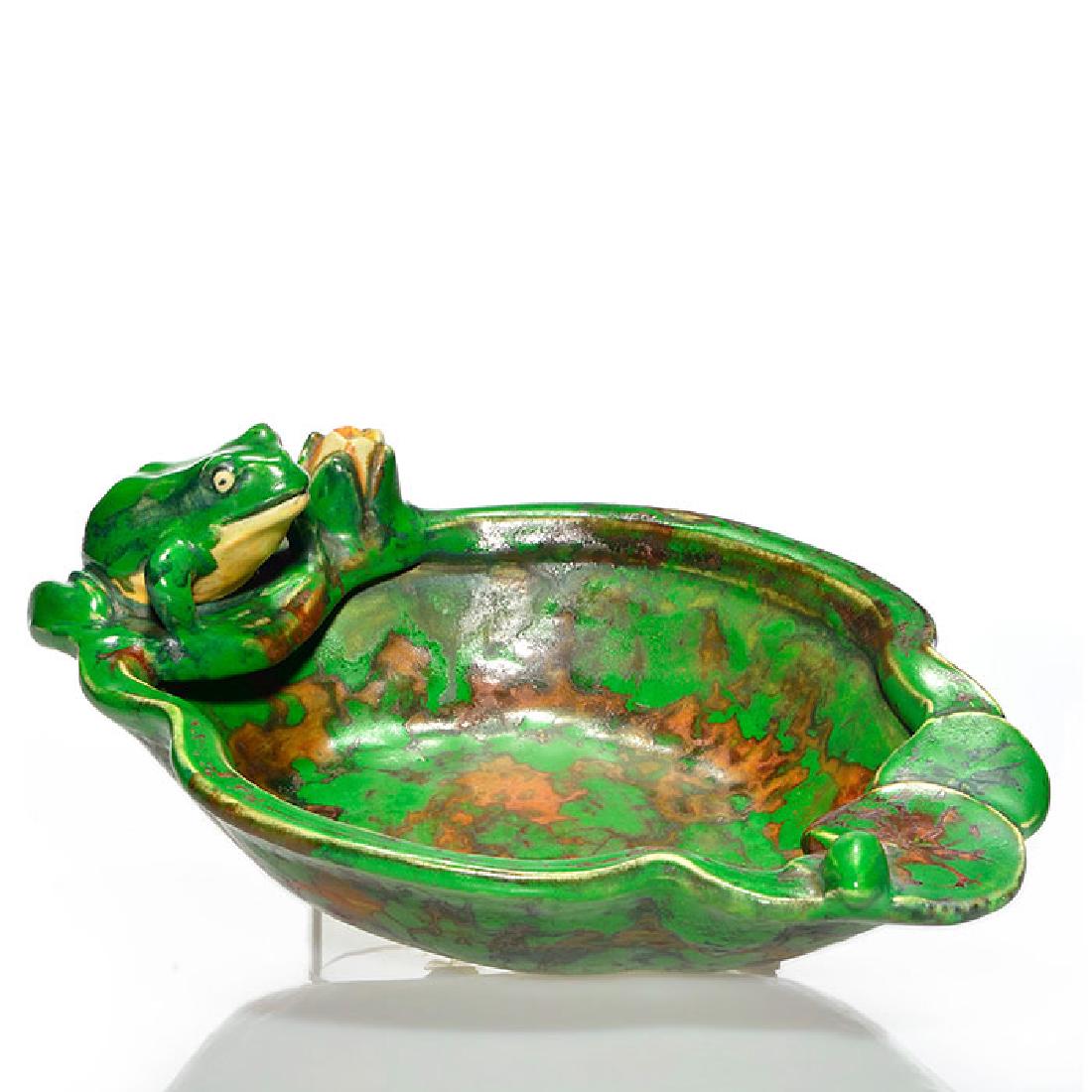 Weller Coppertone low bowl, frog at end, 4 by 11 inches (1 of 1)
